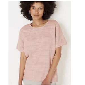 Pure Jill Kimono Surface‎ Stitched Embroidered Top Peach Textured Women's Size S